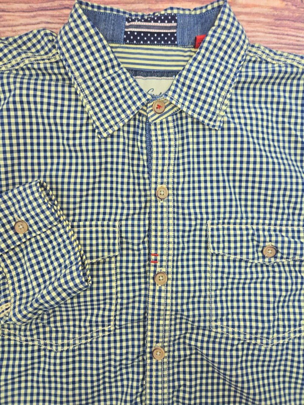 Robert Graham Mens Blue Check Button-Down Shirt XL